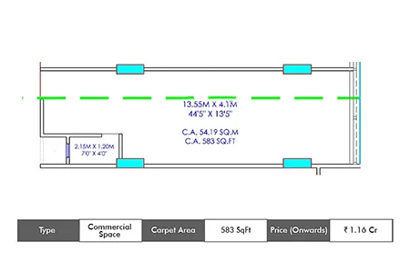 Shree Laxmi Blanca Commercial Commercial Space floor plan, 583 sq ft carpet area