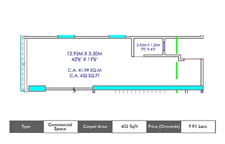 Shree Laxmi Blanca Commercial Commercial Space floor plan, 452 sq ft carpet area